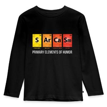 Mendeleev’s SArCaSm - Principaux éléments de l’humour - T-shirt manches longues Premium Enfant - noir - Devant - AI Model Kid Male (0cm)