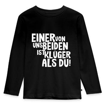 Einer von uns beiden ist klüger als du - Kinder Premium Bio Langarmshirt - Schwarz - Vorne - AI Model Kid Male (0cm)