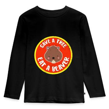 Bieber - Kinder Premium Bio Langarmshirt - Schwarz - Vorne - AI Model Kid Male (0cm)