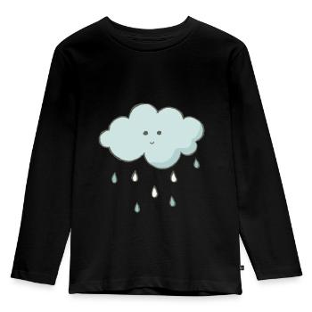 Cloud with raindrops rain cloud gift - Kids' Premium Longsleeve Shirt - black - Front - AI Model Kid Male (0cm)