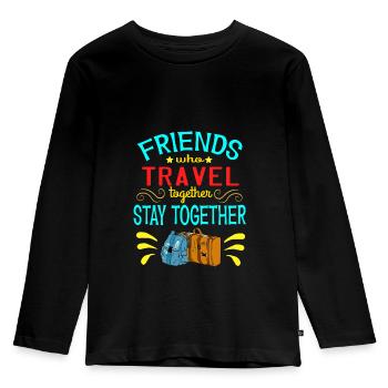 Mit Freunden reisen? Ein schönes reisendes Design - Kinder Premium Bio Langarmshirt - Schwarz - Vorne - AI Model Kid Male (0cm)