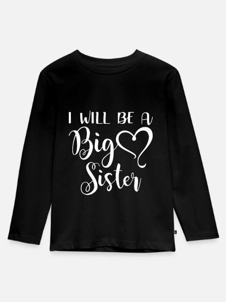 Ich werde eine große Schwester, - Kinder Premium Bio Langarmshirt - Schwarz