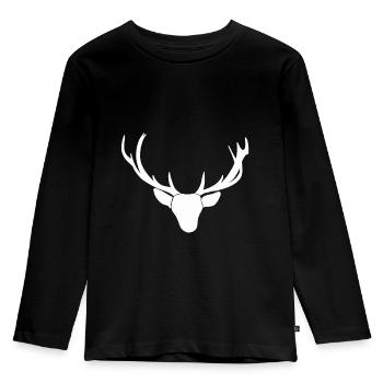 Reh Geweih Wildnis - Kinder Premium Bio Langarmshirt - Schwarz - Vorne - AI Model Kid Male (0cm)