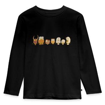 Owls family - Kids' Premium Longsleeve Shirt - black - Front - AI Model Kid Male (0cm)