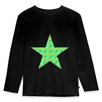 Étoile avec étoiles - T-shirt manches longues Premium Enfant - noir - Devant - AI Model Kid Male (0cm)