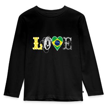 Love Brazil White - Kids' Premium Longsleeve Shirt - black - Front - AI Model Kid Male (0cm)