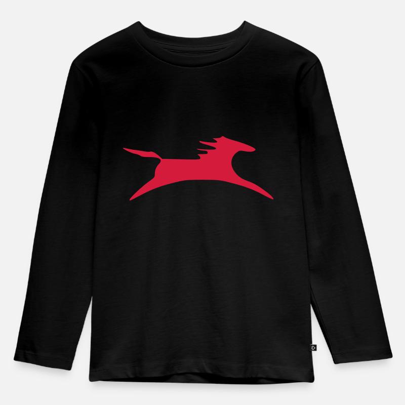petroglyphe pferd vektor - Kinder Premium Bio Langarmshirt - Schwarz