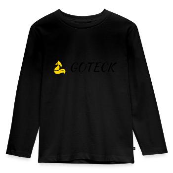 Logo seitwärts mit goldenem Fuchs - Kinder Premium Bio Langarmshirt - Schwarz - Vorne - AI Model Kid Male (0cm)