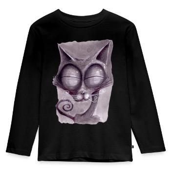 Serial Cat 03 - Kids' Premium Longsleeve Shirt - black - Front - AI Model Kid Male (0cm)