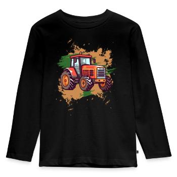 Traktor - Kinder Premium Bio Langarmshirt - Schwarz - Vorne - AI Model Kid Male (0cm)