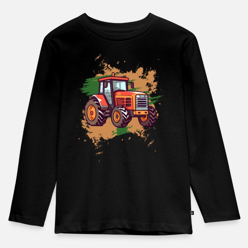 Traktor - Kinder Premium Bio Langarmshirt - Schwarz