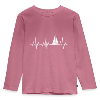Heartbeat ECG sailing sailboat sailing ship - Kids' Premium Longsleeve Shirt - mauve - Front - AI Model Kid Female (0cm)