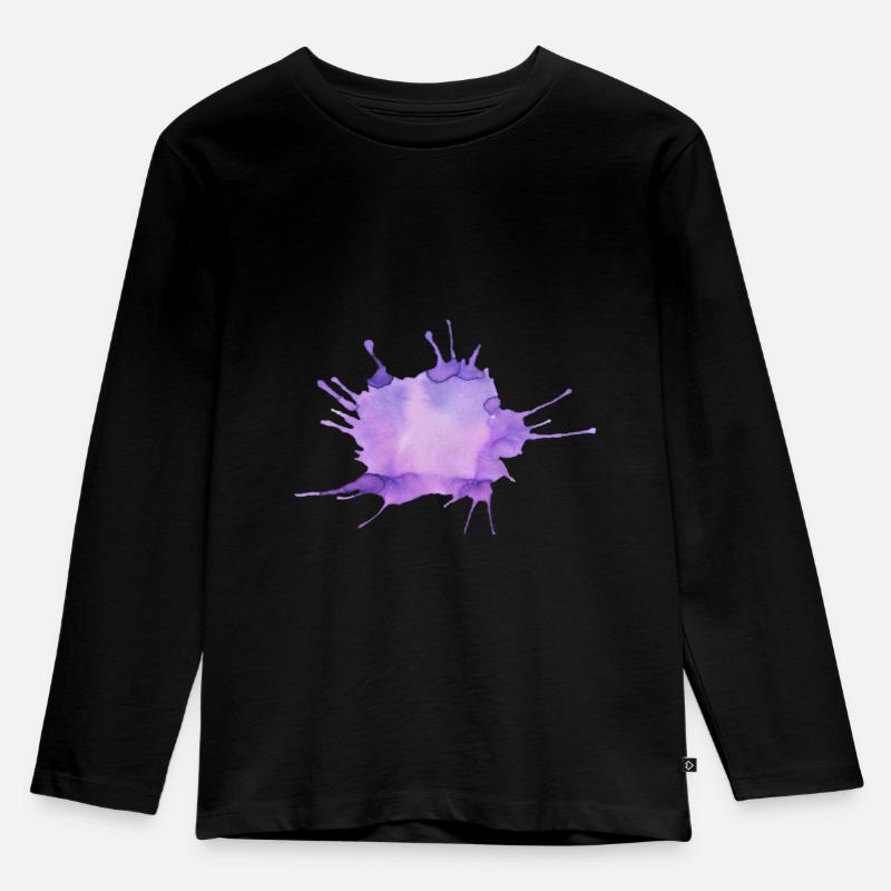 Farbklecks - Kinder Premium Bio Langarmshirt - Schwarz