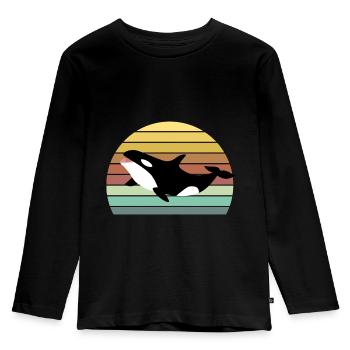 Orca - Kinder Premium Bio Langarmshirt - Schwarz - Vorne - AI Model Kid Male (0cm)