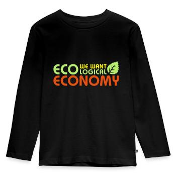 ecological economy leaf - Kids' Premium Longsleeve Shirt - black - Front - AI Model Kid Male (0cm)