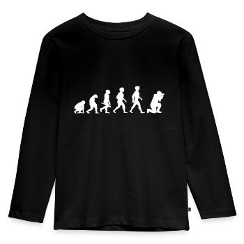 Evolution Photograf Fotograf Photoapparat Kamera - Kinder Premium Bio Langarmshirt - Schwarz - Vorne - AI Model Kid Male (0cm)