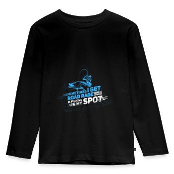 fishing rod - Kids' Premium Longsleeve Shirt - black - Front - AI Model Kid Male (0cm)