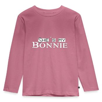 Partnerlook Bonnie & Clyde 2 (part1) Geschenk Paar - Kinder Premium Bio Langarmshirt - Mauve - Vorne - AI Model Kid Female (0cm)