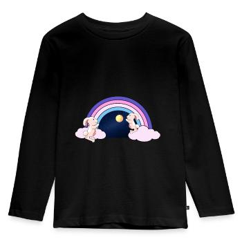 Rainbow Fantasy Rabbit Kids Moon Starry Sky - Kids' Premium Longsleeve Shirt - black - Front - AI Model Kid Male (0cm)