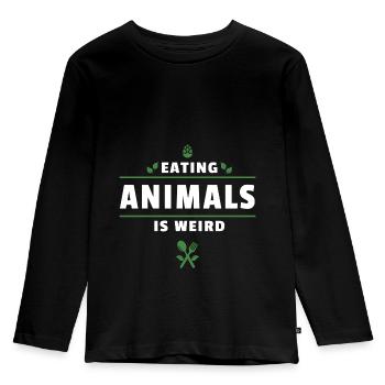 Vegan Veganer Geschenk Sprüche Spruch - Kinder Premium Bio Langarmshirt - Schwarz - Vorne - AI Model Kid Male (0cm)
