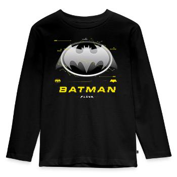The Flash Klassisches Batman-Logo In Grau - Kinder Premium Bio Langarmshirt - Schwarz - Vorne - AI Model Kid Male (0cm)