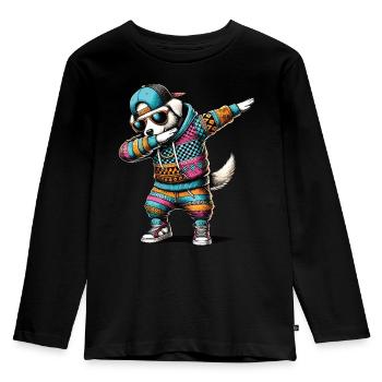 Dabbing Dog - Kids' Premium Longsleeve Shirt - black - Front - AI Model Kid Male (0cm)