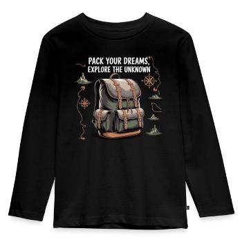 Travel - Discover the unknown in style - Kids' Premium Longsleeve Shirt - black - Front - AI Model Kid Male (0cm)