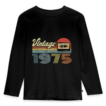 Vintage 1975 Cassette Mixtape - 46th Birthday - Kids' Premium Longsleeve Shirt - black - Front - AI Model Kid Male (0cm)