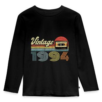 Vintage 1994 Cassette Mixtape - 27th Birthday - Kids' Premium Longsleeve Shirt - black - Front - AI Model Kid Male (0cm)