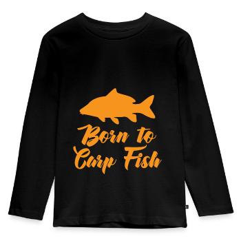 Angler - Angelsport - Karpfen - Geschenk - Kinder Premium Bio Langarmshirt - Schwarz - Vorne - AI Model Kid Male (0cm)