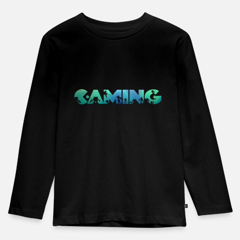 Gaming 2 - Kinder Premium Bio Langarmshirt - Schwarz