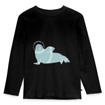 Robbe Seehund Seelöwe Walross Geschenke - Kinder Premium Bio Langarmshirt - Schwarz - Vorne - AI Model Kid Male (0cm)