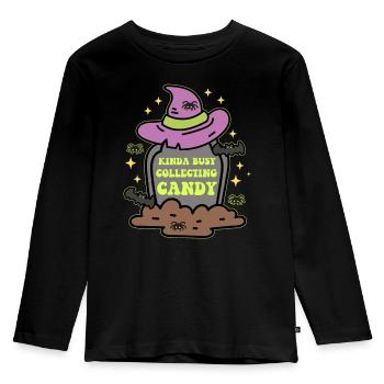 Halloween Party Kostüm Süßes Saures Geschenk - Kinder Premium Bio Langarmshirt - Schwarz - Vorne - AI Model Kid Male (0cm)