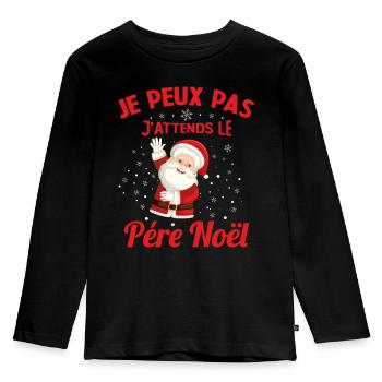 J'peux pas j'attends le Père Noël idée cadeau - T-shirt manches longues Premium Enfant - noir - Devant - AI Model Kid Male (0cm)