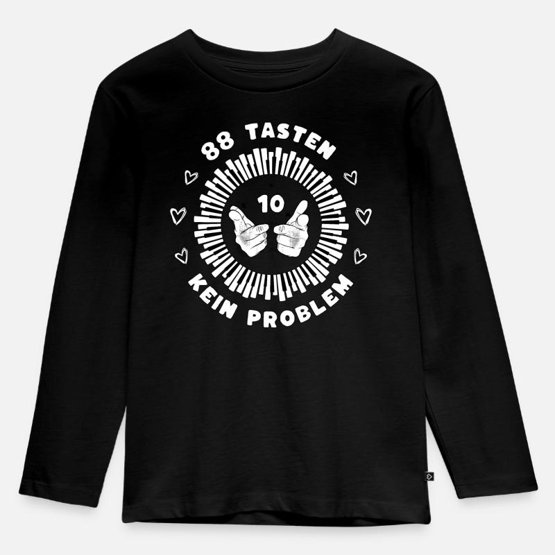 Klavier Piano 88 Tasten - 10 Finger - Kein Problem - Kinder Premium Bio Langarmshirt - Schwarz