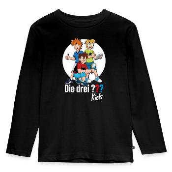 Die Drei ??? Kids Justus, Peter, Bob. - Kinder Premium Bio Langarmshirt - Schwarz - Vorne - AI Model Kid Male (0cm)