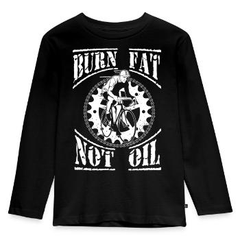 Burn fat, not oil. - Kids' Premium Longsleeve Shirt - black - Front - AI Model Kid Male (0cm)