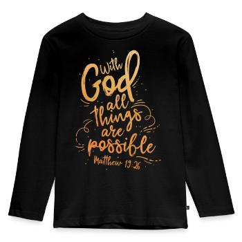 Avec Dieu, tout est possible - T-shirt manches longues Premium Enfant - noir - Devant - AI Model Kid Male (0cm)