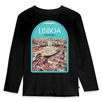 Quartier du Panthéon de Lisbonne, Portugal - T-shirt manches longues Premium Enfant - noir - Devant - AI Model Kid Male (0cm)