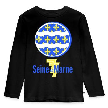 Logo Seine et Marne 77 - Kids' Premium Longsleeve Shirt - black - Front - AI Model Kid Male (0cm)