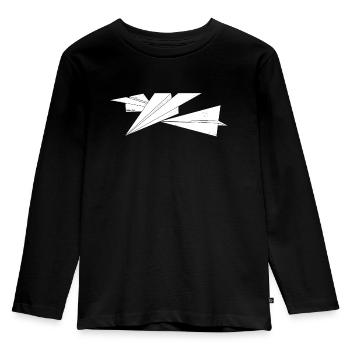 Triple paperplane - Kids' Premium Longsleeve Shirt - black - Front - AI Model Kid Male (0cm)