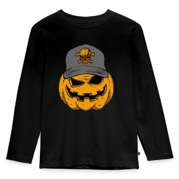 Halloween citrouille 1 - T-shirt manches longues Premium Enfant - noir - Devant - AI Model Kid Male (0cm)