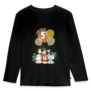 fabelhafter Tier Geburtstag Dschungel fünf Jahre - Kinder Premium Bio Langarmshirt - Schwarz - Vorne - AI Model Kid Male (0cm)