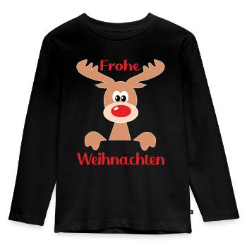 Rentier Advent - Kinder Premium Bio Langarmshirt - Schwarz - Vorne - AI Model Kid Male (0cm)