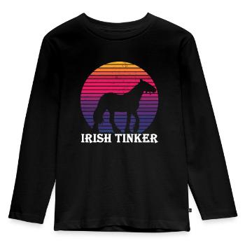 Irish Tinker - Horse in Retro Style - Kids' Premium Longsleeve Shirt - black - Front - AI Model Kid Male (0cm)