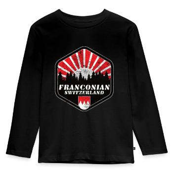 Fränkische Schweiz Geschenkidee Franke Oberfranken - Kinder Premium Bio Langarmshirt - Schwarz - Vorne - AI Model Kid Male (0cm)
