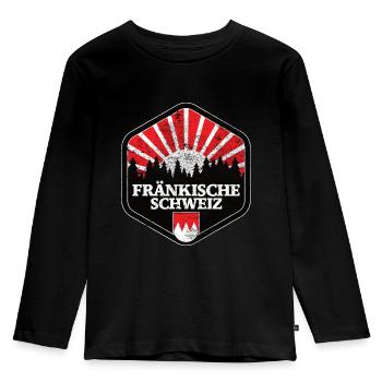 Fränkische Schweiz Geschenkidee Franke Oberfranken - Kinder Premium Bio Langarmshirt - Schwarz - Vorne - AI Model Kid Male (0cm)