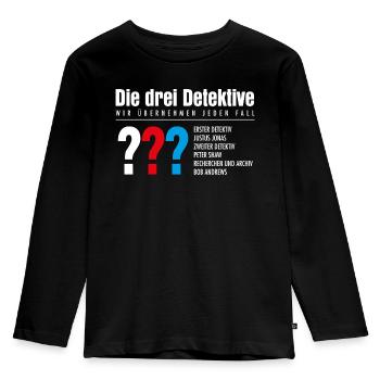 Die Drei ??? Detektive Visitenkarte - Kinder Premium Bio Langarmshirt - Schwarz - Vorne - AI Model Kid Male (0cm)