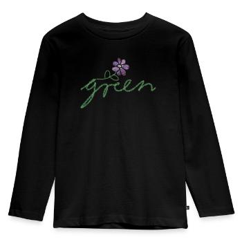 Grün Natur - Kinder Premium Bio Langarmshirt - Schwarz - Vorne - AI Model Kid Male (0cm)
