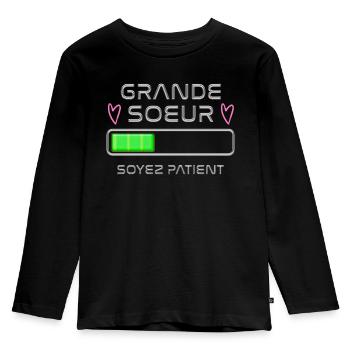 Grande Soeur En Cours Message Annonce - T-shirt manches longues Premium Enfant - noir - Devant - AI Model Kid Male (0cm)